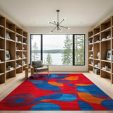 Multi-color and Patterns Vibrant Red Geometric Modern Area Rug