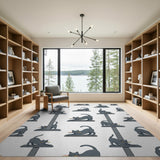 Grey Cartoon Cats Rainbow Whiskers Area Rug