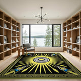 Radiant Yellow Sunburst Tribal Area Rug