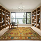Intricate Gold Red Traditional Persian Area Rug