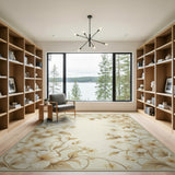 Cream Floral Vine Beige Area Rug