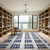 Blue and Teal Navy Geometric Abstract Area Rug
