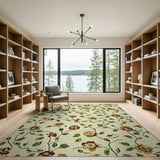 Cream Rose Vine Floral Area Rug