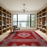 Red Snowflake Medallion Area Rug