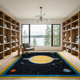 Saturn Solar System Kids Area Rug - Space Planets Stars