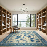 Blue Fish Medley Oriental Area Rug