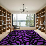 Purple Leaf Vine Pattern Area Rug