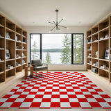 Red Bold Red White Checkered Area Rug