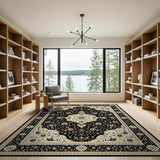 Elegant Black Gold Persian Area Rug