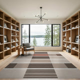Geometric Modern Brown Tan Striped Geometric Area Rug