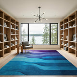 Purple to Teal Ombre Wave Area Rug