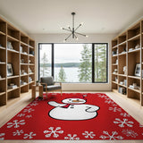 Festive Waving Snowman Christmas Area Rug