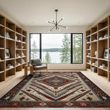 Southwestern Geometric Tribal Area Rug Multi-Color