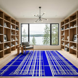 Blue and Teal Modern Blue Geometric Line Area Rug