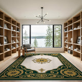 Emerald Green Gold Traditional Persian Area Rug