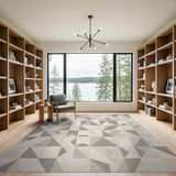 Neutral Geometric Triangle Area Rug