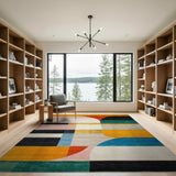 Multi-color and Patterns Vibrant Geometric Abstract Multi-Color Area Rug
