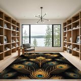 Multi-color and Patterns Golden Peacock Feathers Area Rug
