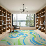Swirling Blue and Teal Swirling Blue Teal Abstract Area Rug