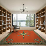 Orange Vibrant Orange Persian Star Medallion Rug