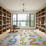Vibrant ABC 123 Kids Cartoon Area Rug