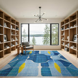 Abstract Blue Teal Geometric Modern Area Rug