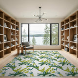 Modern Abstract Green Leaf Area Rug