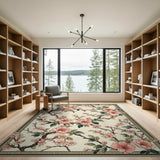Pink Vintage Pink Cherry Blossom Floral Rug