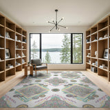 Pastel Floral Mandala Vintage Area Rug