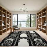 Ornate Moroccan Arch Black White Area Rug