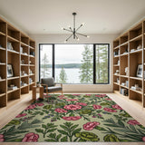 Pink Carnation Floral Vintage Area Rug