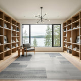 Contemporary Grey Block Geometric Area Rug