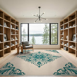 Teal Persian Mandala Area Rug