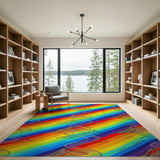 Multi-color and Patterns Rainbow Mountain Peaks Area Rug