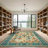 Southwestern Teal Geometric Area Rug