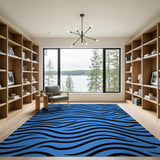 Electric Blue Zebra Stripe Area Rug