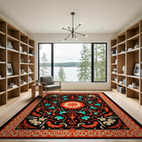 Red Starburst Medallion Persian Area Rug