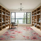 Vintage Pink Poppy Floral Area Rug