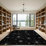 Starry Swirls Black White Area Rug