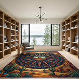 Southwestern Desert Compass Mandala Rug