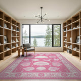 Pink Seashell Coastal Beach Area Rug