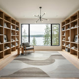 Beige and Neutral Abstract Neutral Wave Area Rug