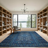 Geometric Modern Blue and Teal Navy Blue Geometric Diamond Area Rug