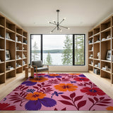Vibrant Pink Multi-Floral Area Rug