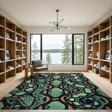Exotic Teal Python Scale Area Rug