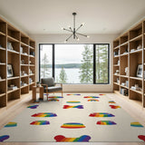 Rainbow Dog Bone and Bowl Kids Area Rug