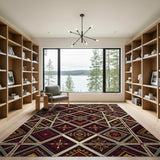 Maroon Geometric Tribal Area Rug