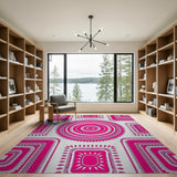 Vibrant Pink Mandala Tribal Area Rug