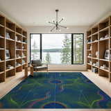 Vibrant Neon Wave Geometric Rug