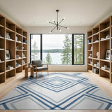 Geometric Modern Navy Blue Geometric Lattice Area Rug